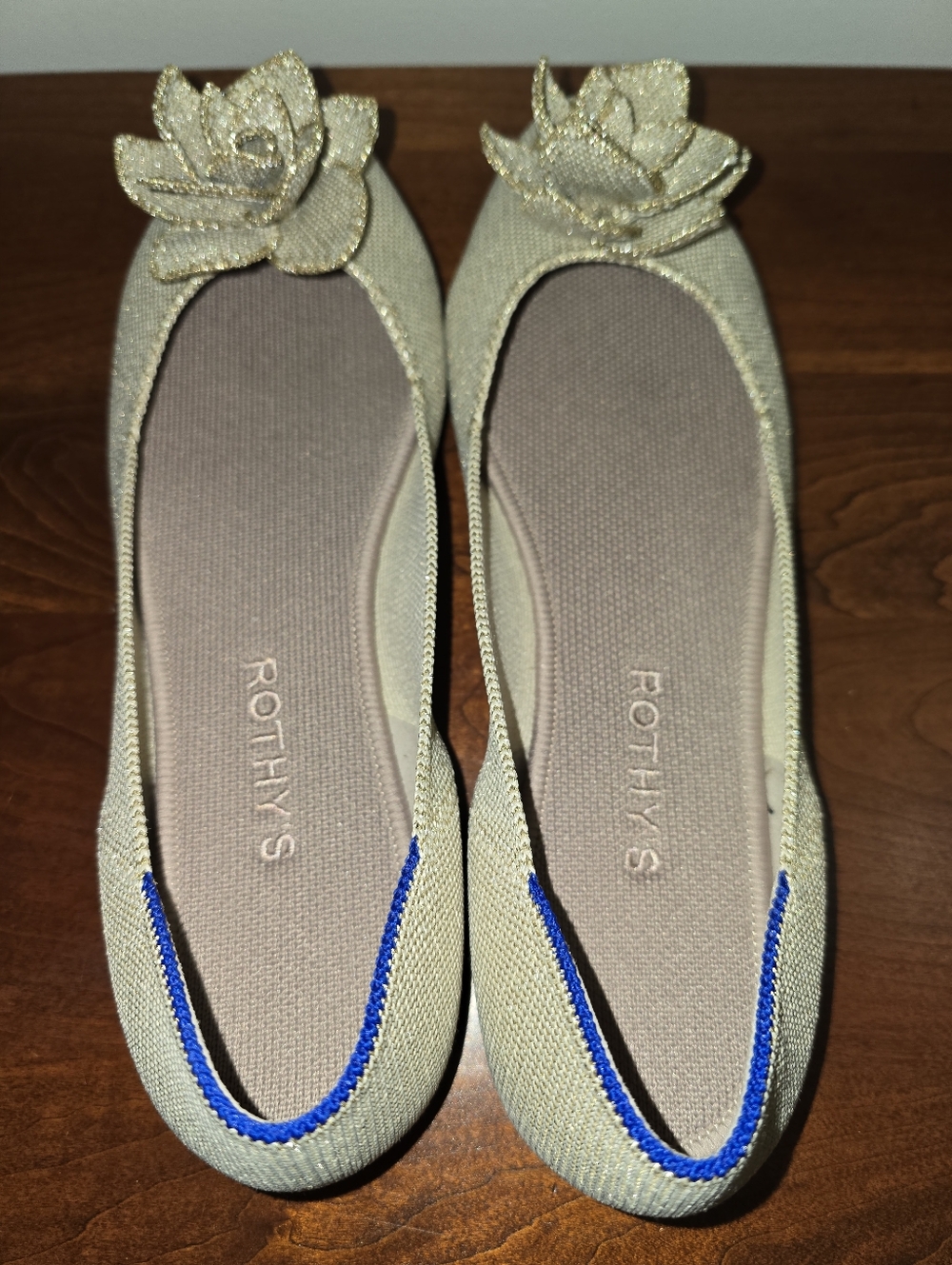 Rothy's Gold Floral Appliqué Ballet Flats - Picture 5 of 7
